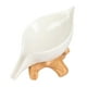 thumbnail image 1 of Jabonera con forma de hoja novedosa, bandeja para jabón, fácil de limpiar, con tocón, ahorrador de jabón, joyería blanco, 1 of 9