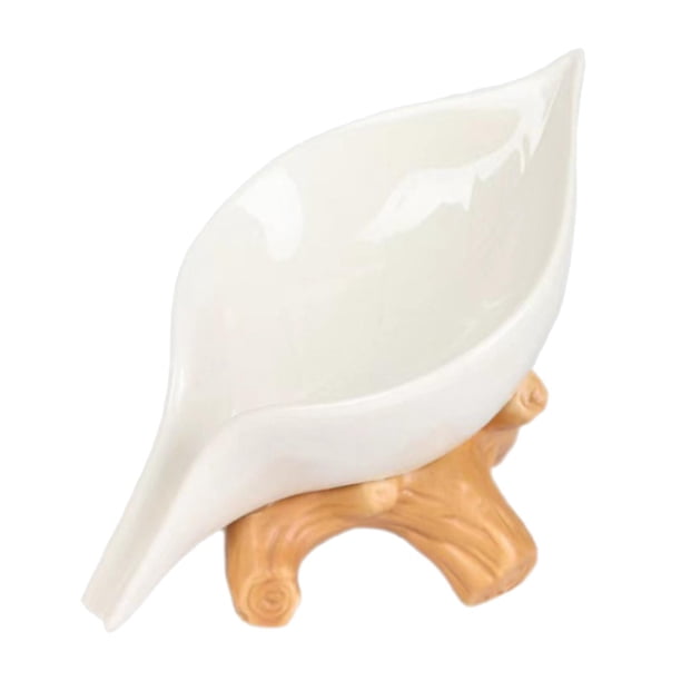 Jabonera con forma de hoja para baño, bandeja para jabón, soporte para joyas, para viajes al aire libre y cocina. blanco
