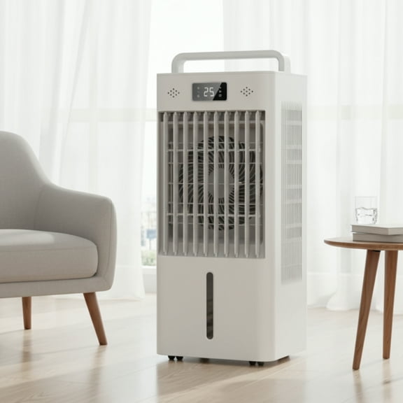 Garvee Portable Evaporative Cooler, 2.6 Gal Ice Fan Air Cooler with Remote Control and LED Display for Indoor, White