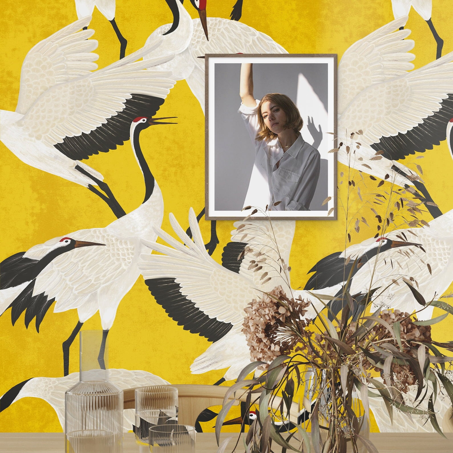 Gold Herons Wallpaper