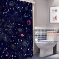 thumbnail image 2 of Dark Blue Cute Universe Decor Shower Curtain, Cartoon Dark Blue Galaxy Bathroom Decor Polyester Fiber Plastic Rings Quick-Drying Waterproof for Bathtubs/Bathroom, 72x72 inches, 2 of 6