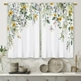 thumbnail image 5 of Sunflower Eucalyptus Kitchen Curtains Sage Green Leaves Small Short Cafe Window Curtains Botanical Flower Floral Rod Pocket Bathroom Drapes Treatment Tier Curtains 2 Panels (27.5x39 Inch), 5 of 6