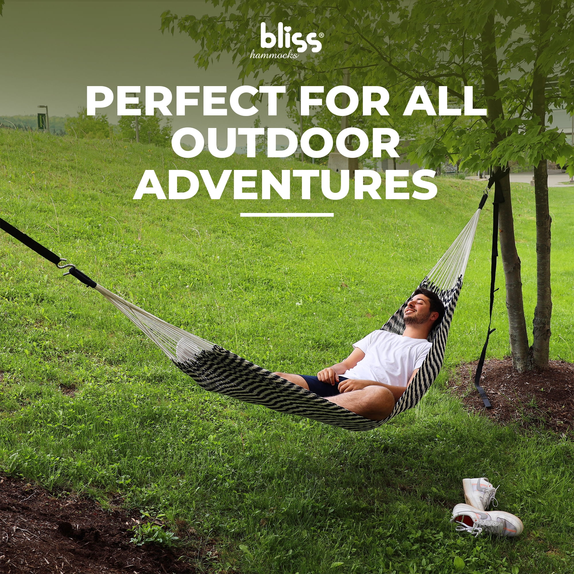 BLISS Weekender Rope Hammock - Blue & Natural