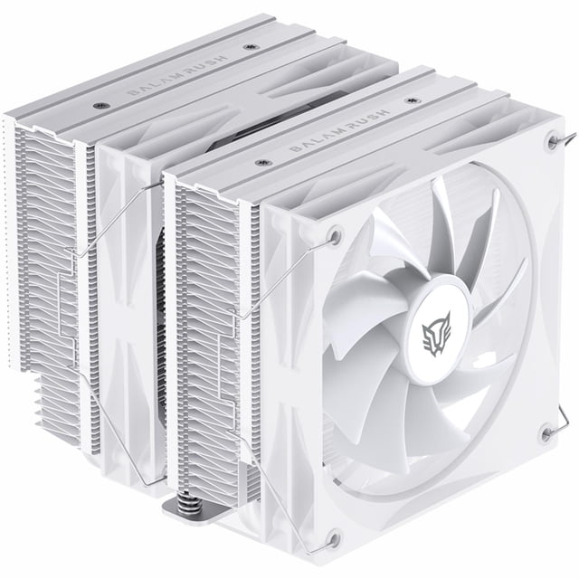 Disipador Doble CPU Gamer BALAM RUSH HELIUX EXPERT HEX90 120mm LGA 1700 AM5 0-2000 RPM 4-Pin 6 pipas Blanco BR-941938