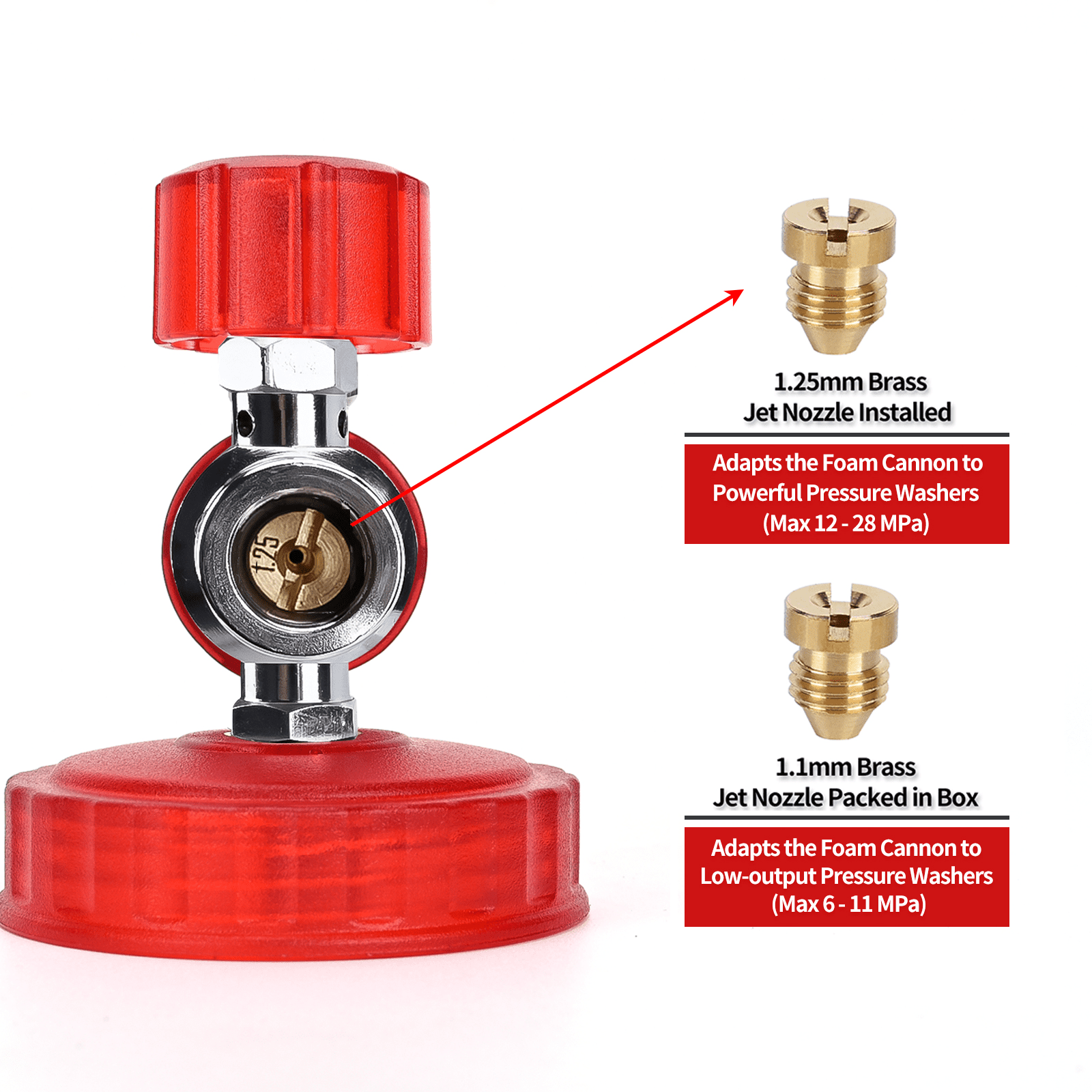 BEAR FORCE Pressure Washer Spray Gun Power Washer Short Gun with M22 Inlet-14mm & Foam Cannon Foam Gun with 5 Nozzles Tips #035 & 3/8'' Quick Connector, Additional Orifice Nozzle 1.10mm Car Washing