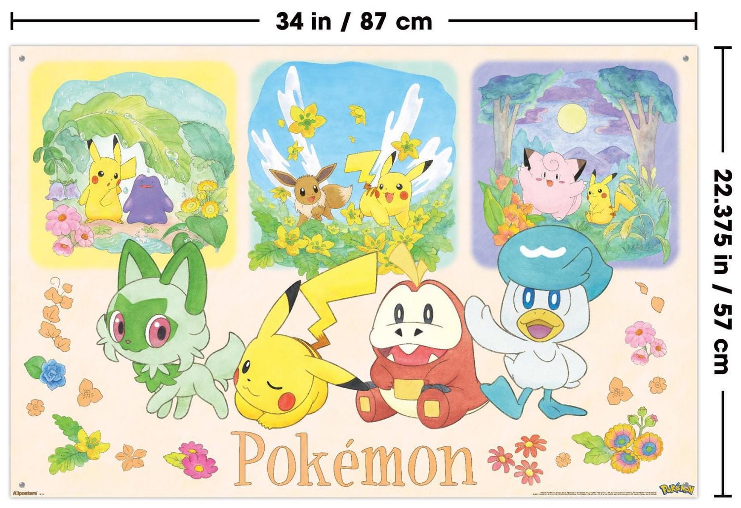 Pokémon: One Scene - Group Wall Poster, 14.725" x 22.375" Framed