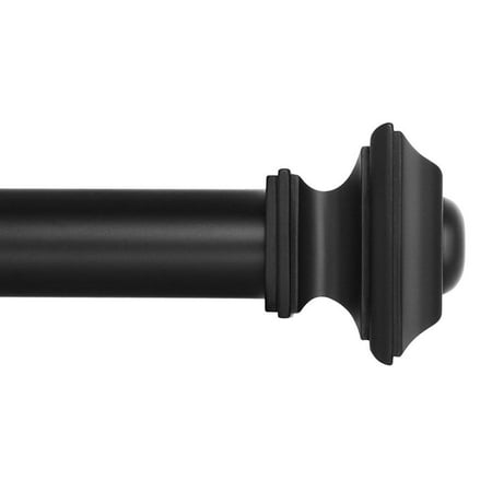 Ivilon Drapery Treatment Window Curtain Rod - Square Design 1 1/8 Rod. 48 to 86 Inch. Black 48 to 86 in.