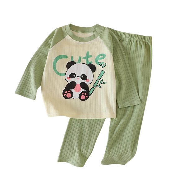 Wenfanal Boys Casual Pajama Sets Toddler Girls Kids Pajamas Pjs Boys Girls Comfortable Breathable Long Sleeved Home Clothes Cute Pattern Homewear Set Size 3-6 Months,Green