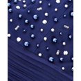 thumbnail image 4 of QUIZ Womens Navy Embellished Sleeveless Illusion Neckline Short Formal Fit + Flare Dress Juniors 8, 4 of 4