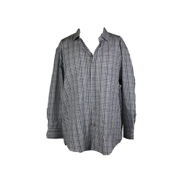 Alfani Mens Teal Multi Performance Checked Dress Shirt 17.5 32-33 XL