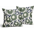 thumbnail image 4 of Ryan; Navy Blue Sage Green Floral Pillow Covers 18x18 Set of 2 Boho Flower Pattern Decorative Throw Pillowcases Outdoor Rustic Farmhouse Square Cushion Cases Decor for Home Couch Sofa Bed, 4 of 8