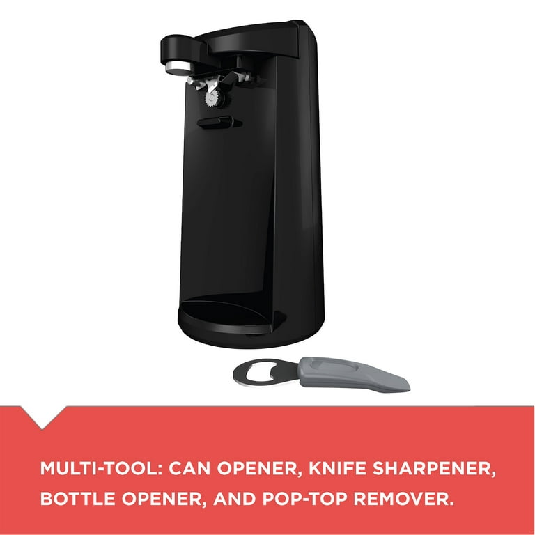BLACK+DECKER EasyCut Extra-Tall Can Opener with Knife Sharpener and Bottle  Opener, Black, EC500B-T