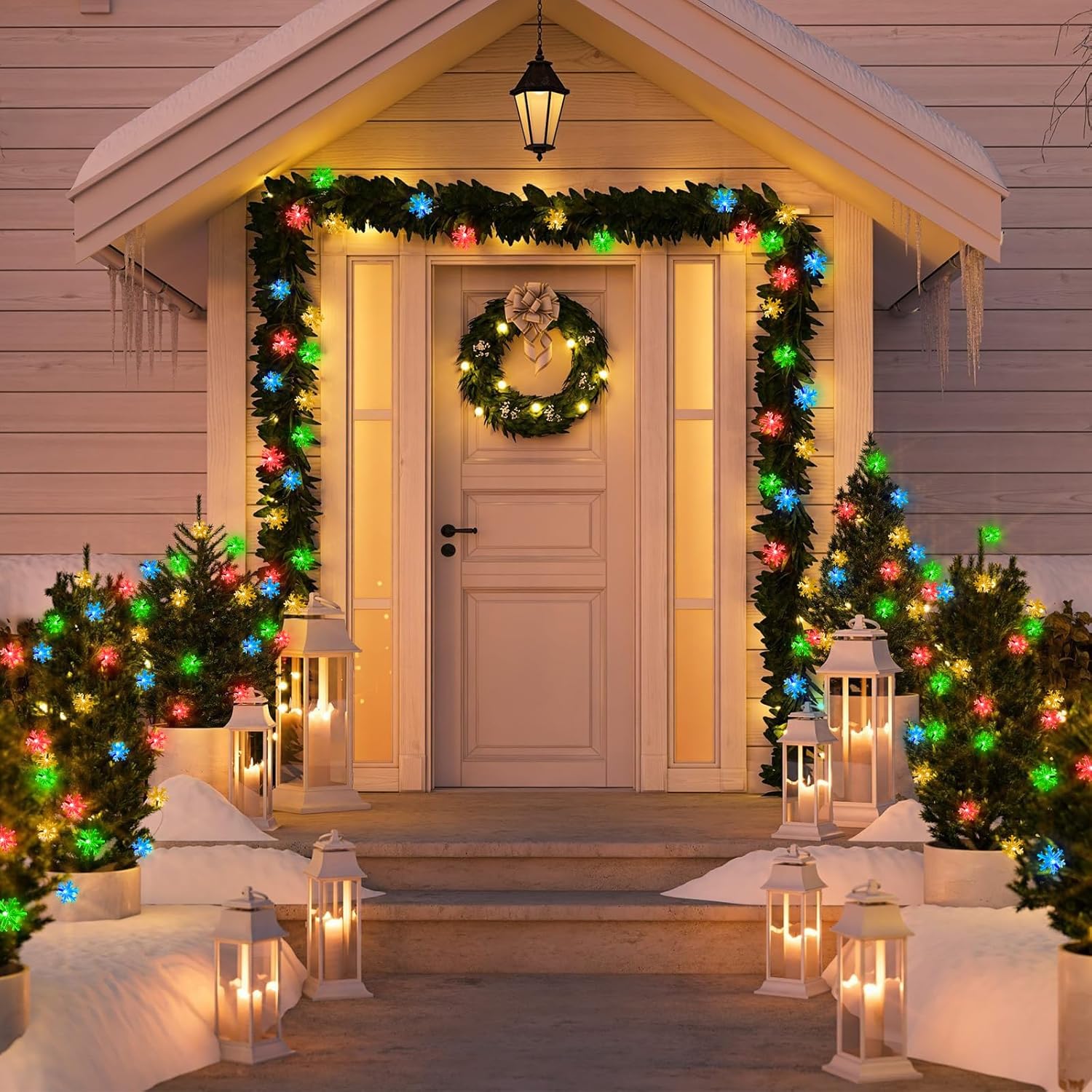 Fohil Solar Christmas Snowflake String Lights 39 Ft photo 8