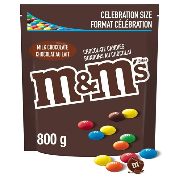 M&M'S, Milk Chocolate Candies, Pantry Size Share Bag, 800g, 1 pouch, 800g