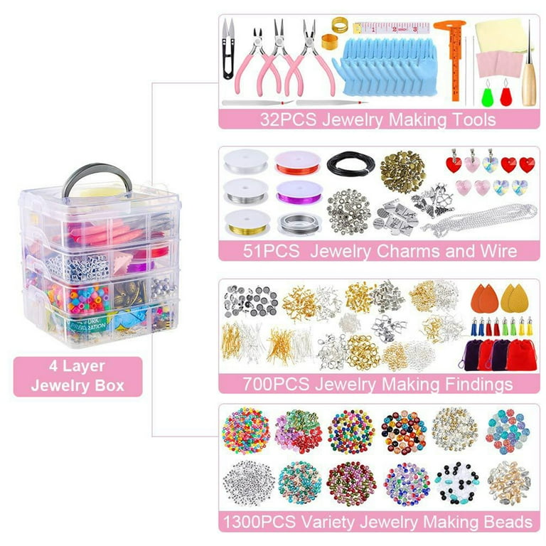 Novashion 83 2083x Diy Jewelry Making Kit Silicone Molds Tools Set Beading Repair Craft Wirestarter 4 Layer Storage Box Necklace Bracelets Design Com - Diy Jewelry Making Box Novashion 83 2083x Diy Jewelry Making Kit Silicone Molds Tools Set Beading Repair Craft Wirestarter 4 Layer Storage Box Necklace Bracelets Design Com - Diy Jewelry Making Box