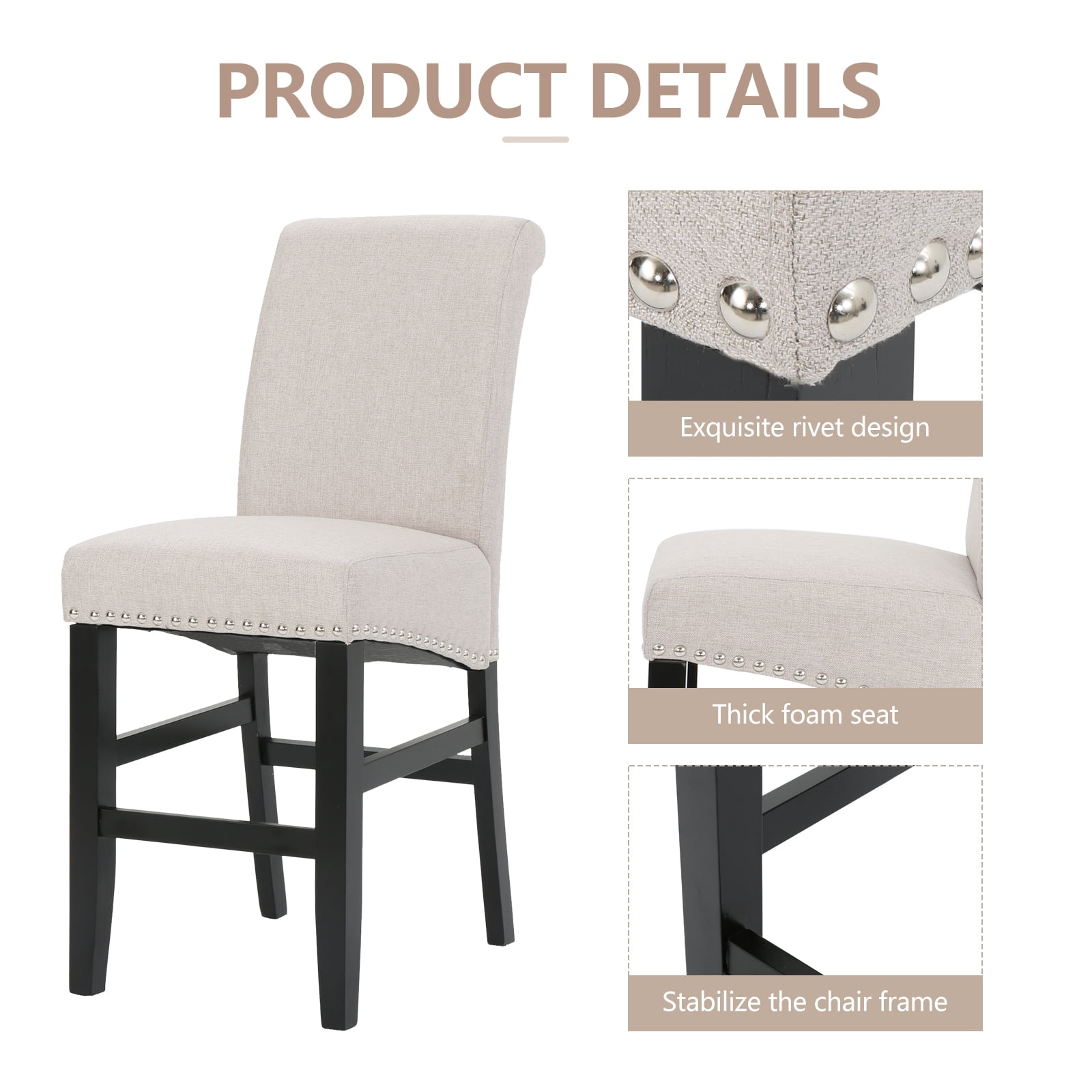 Kadyn Counter Height Stools Set of 2, Modern Upholstered Dining Chairs with Wood Legs, Counter Height Barstools for Dining Room, Bedroom, Wheat Kadyn Counter Height Stools Set of 2, Modern Upholstered Dining Chairs with Wood Legs, Counter Height Barstools for Dining Room, Bedroom, Wheat