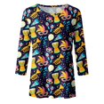 thumbnail image 4 of PMUYBHF T-Shirt Mode Carnaval Imprimé Numérique Décontracté Manches Trois-Quarts Col Rond Femme 7184 L, 4 of 5