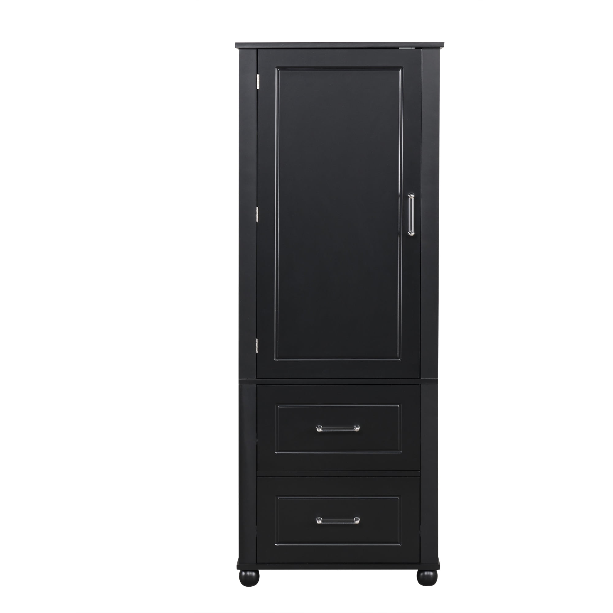 ALEXLOGER 61.4" Tall Bathroom Storage Cabinet with 1 Doors and 2 Drawer, Freestanding Linen Cabinet, Wooden Pantry with Adjustable Shelf for Kitchen, Bathroom, Living Room