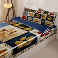 thumbnail image 3 of Homewish Vintage Dog Paws Plaid Zipper Twin Comforter Sets with Fitted Sheet and 2 Pillowcases,Rustic Animal Zipper Bedding Set,Brown,Navy Blue Reversible,4pcs, 3 of 8