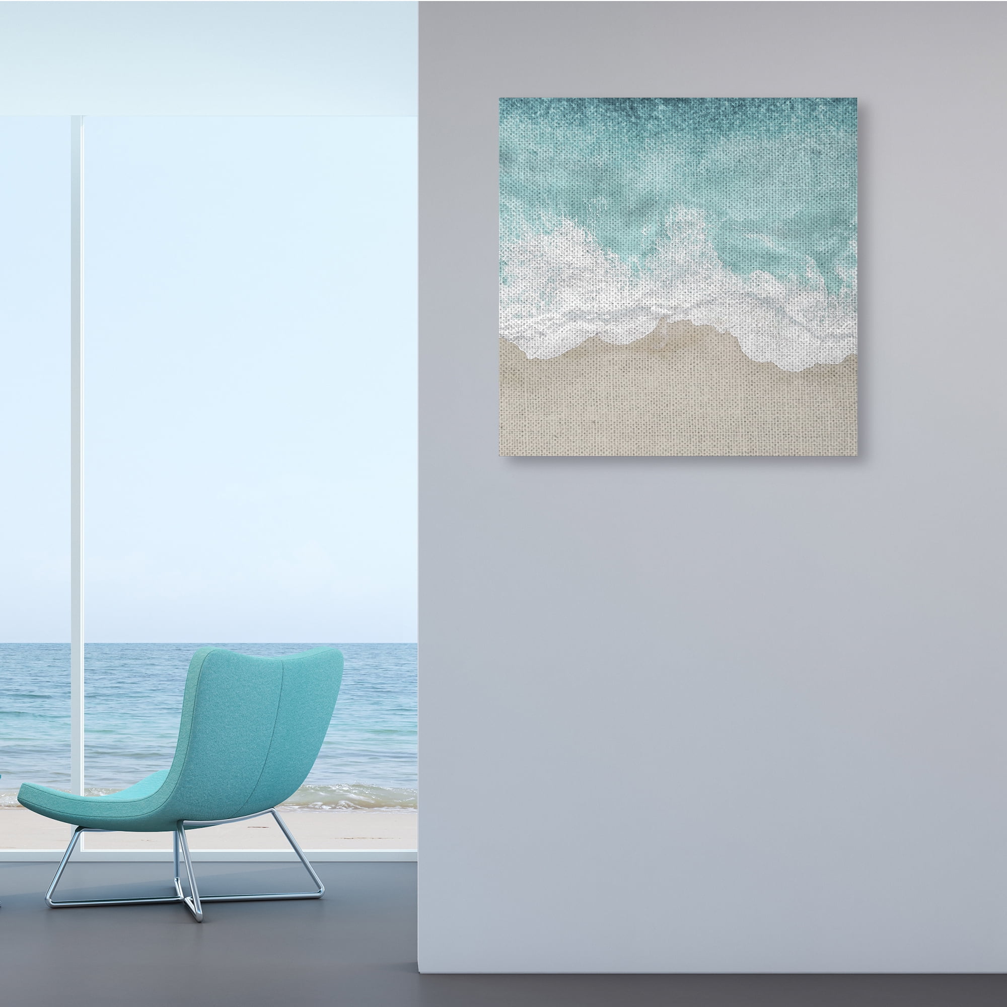 Stupell Industries Sea Foam Sandy Beach Soft Blue Coast,30 x 30,Designed by Maggie Olsen
