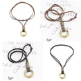 thumbnail image 4 of Chaîne en Cordon de Cuir Ajustable Homme Vintage Pendentif Réglable Homme Collier à Deux Cercles Noir, 4 of 9