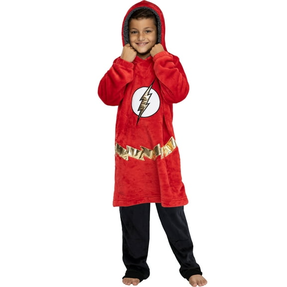 DC Comics Justice League Kids' Superhero Oversized Fleece Lounge Pullover Long-Sleeve Hoodie For Boys Girls Sleepwear