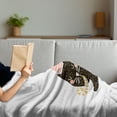 thumbnail image 3 of Cat Soft Flannel Fleece Throw Blanket, Birthday Party Feline with Balloon and Hat Hand Drawn House Pet, Cozy Plush for Indoor and Outdoor Use, 50" x 70", Pale Brown Pale Pink, by Ambesonne, 3 of 5