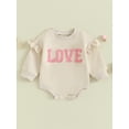 thumbnail image 2 of Bagilaanoe Newborn Baby Girl Oversized Romper Sweatshirt Long Sleeve Bodysuits Letter Embroidery Pullover 3M 6M 12M 18M Infant Casual Tee Tops, 2 of 9