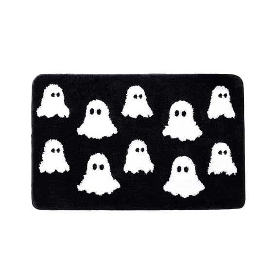 lwlmwt 23.6x15.7 Inch Halloween Themed Ghost Door Mats, Non Slip Absorbent Bath Mats for Bathroom, Spooky Floor Rugs Indoor Halloween Home Decor