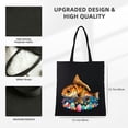 thumbnail image 3 of GOSMITH Woman Shopping Bag Bunny Trout Fish Easter Hunting Eggs Basket Colorful Rainbow Canvas Tote Bag 14.1x15.7in, 3 of 6