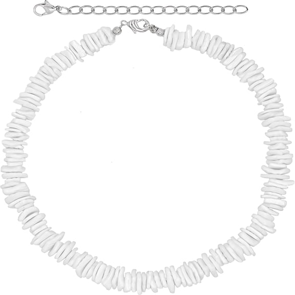 DESIGNICE White Shell Necklace,Hawaiian Seashell Necklace for Men,Beach Necklaces for Women,Beaded Summer Choker,Heishi Clam Chips Surfer Jewelry