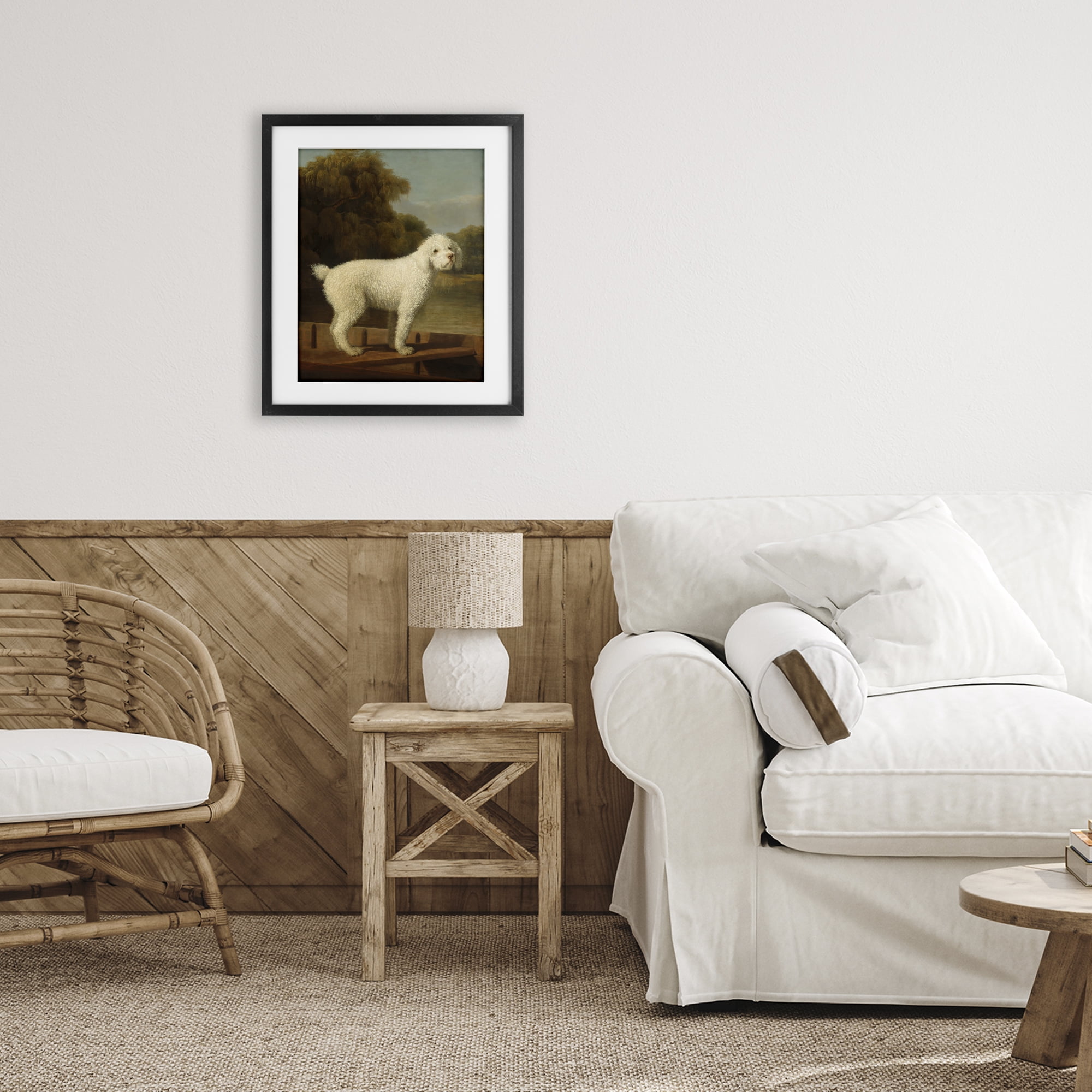 Stupell Industries White Poodle in a Punt Black Framed Print Under Glass, design by Tina LeCour