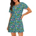 thumbnail image 4 of Salouo Cars Transportation Print Short Sleeve Sleepshirt for Womens Comfy Nightgown Scoopneck Cute Nightdress Ruffle -3X-Large, 4 of 7