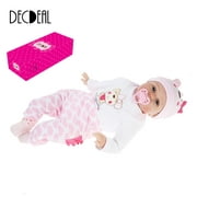 Baby Doll PP Cotton Filling Body With Rooted Hair Clothes Diaper Baby Girl Doll Boneca 22inch 55cm Lifelike Cute Girl Gifts Toy Pink Deer