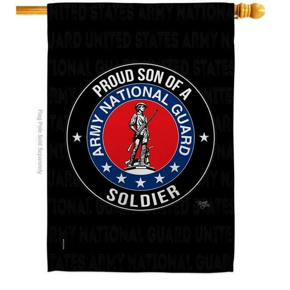 Breeze Decor H108591-BO Army Proud Son Soldier House Flag Armed Forces National Guard 28 x 40 in. Double-Sided Decorative Vertical Flags for Decoration Banner Garden Yard Gift