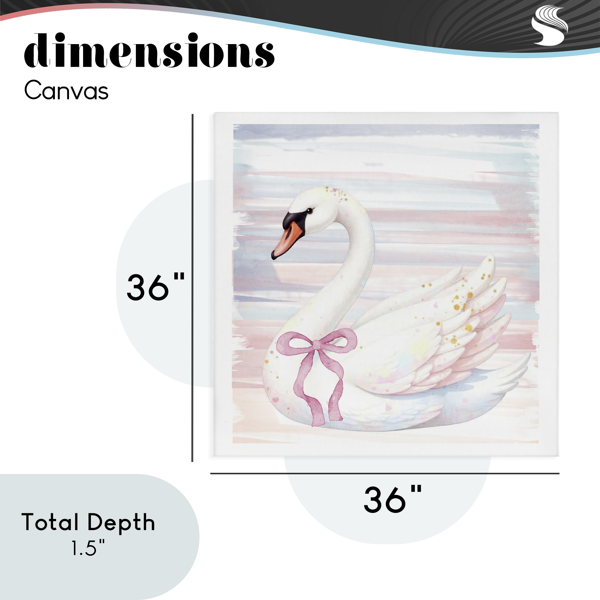 Pastel Swan with Ribbon Canvas Wall Art, design by Kim Allen