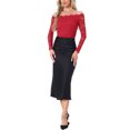 thumbnail image 2 of INSPIRAR CHIC Blusa de Encaje Floral para Mujeres con Mangas Largas Transparentes Off Shoulder L Roja, 2 of 6