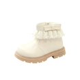thumbnail image 2 of Girls Sweet Princess Pearl Bow Tulle Ruffle Ankle Boots Cozy Inner Side Zipper Chunky Lug Sole Slip Resistant Non Slip Children Spring Walking Footwear, 2 of 8