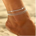 thumbnail image 1 of Tobilleras bohemias Pulseras de tobillo de cristal plateado Cadena de tobillo con diamantes de imitación para mujeres y niñas Plata, 1 of 5