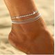 thumbnail image 1 of Tobilleras bohemias Pulseras de tobillo de cristal plateado Cadena de tobillo con diamantes de imitación para mujeres y niñas Plata, 1 of 5
