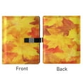 thumbnail image 2 of 9.2x6.7 inch Leather Notebook 100 Sheets, Multi-Pocket Design & Pen Loop Orange Maple Leaves Refillable Journal Organizer, 2 of 6