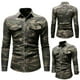 thumbnail image 5 of Camisa vaquera de camuflaje para hombre, estilo militar, de manga larga, con lavado camuflado, con botones, tipo cargo, con solapa para exteriores., 5 of 7