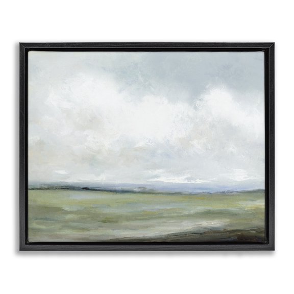 Stupell Industries Vast Cloudy Countryside Abstract Landscape & Nature Painting Black Floater Framed Canvas Art Print Wall Art, 21 x 17