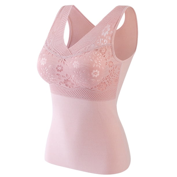 Minnieouse Lencería sin costuras con cuello en V y almohadilla para el pecho para niñas, ropa cálida transpirable para invierno y otoño, ropa interior Ropa interior Rosado XXL Minnieouse AP013425-08