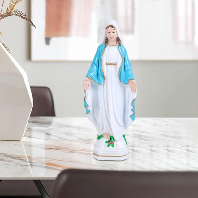 Creive Figura de la Santísima Virgen María, colección de pie, manualidades, figura de la Santísima Virgen para decoración de barra de estantería 15cm