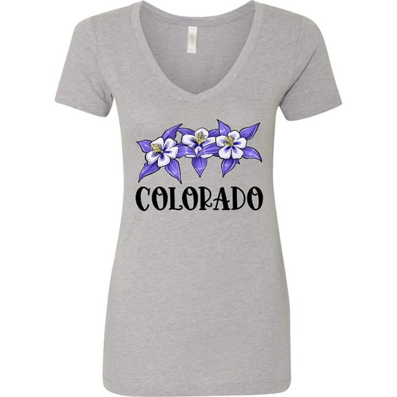 Inktastic Colorado Columbine Flowers Women's V-Neck T-Shirt