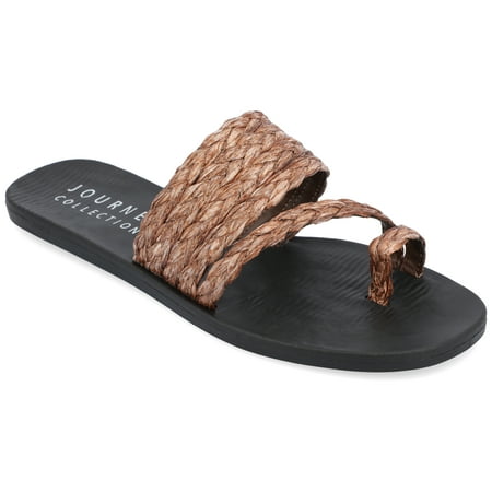 

Journee Collection Womens Zindy Raffia Slip On Slide Sandal