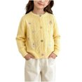 thumbnail image 3 of Acaics Girls Cable Knit Cardigan, Long Sleeve Crew Neck Button Down Cute Embroidery Sweater with Pockets for Fall Winter, 3 of 8
