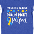 thumbnail image 4 of Inktastic My Sister is Just Down Right Perfect Down Syndrome Awareness Ribbon Boys or Girls Baby Bodysuit, 4 of 5