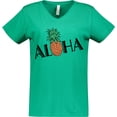 thumbnail image 3 of Inktastic Aloha- with Pineapple Women's V-Neck T-Shirt, 3 of 5